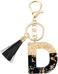 Suweibuke Fashion Black Key Chains for Women Girls, Initial Letter Keychains with Tassel, Charms for Key Handbags Backpacks, Black-d, Average