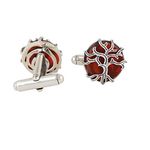 Fourseven® Jewellery 925 Sterling Silver Tree of Life Cufflinks in Red Onyx for Men (Gift for Him) (Christmas Gifts) Valentines Day Gifts