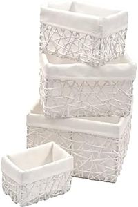 Paper Rope Storage Utilities Baskets Totes Set of 4 White