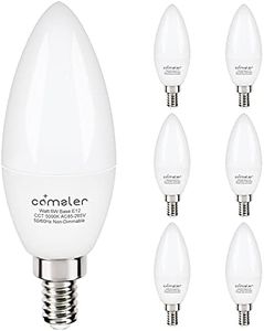 comzler 6W Candelabra LED Bulb, Small Base E12 LED Bulb 60 Watts Equivalent,Chandelier Light Bulbs Type B Light Bulb Daylight 5000K, Pack of 6, Non-Dimmable