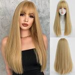 TRESSED UP HAIR GOLDEN BLOANDE HAIR WIG WITH BANGS FOR DEFINED LOOK