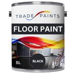 Heavy Duty Quick Dry Floor Paint - Garage, Workshop, Warehouse, Industrial Floor Paint - Ideal For Concrete, Stone, Brick, Wood & Metal (Black, 5 l Pack of 1)