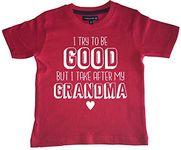 Edward Sinclair 'I Try to Be Good But I Take After My Grandma' Red T Shirt 9-11 Years with White Print