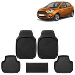 KINGSWAY Accessories Premium 5 Pcs PVC Car Floor Mat Compatible with Ford Figo Year 2014 to 2021, Waterproof, Anti Slip, All Weather Protection, Easy to Clean Car Foot Mats, Black 5G