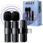 ASILEX Wireless Microphone for iPhone, 2 PCS Mini Microphone, iPhone Microphone for Video Recording, Wireless Lavalier Mic iPhone, Professional Wireless Lapel Microphone (FOR IPHONE)