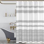 TOPICK Black and White Shower Curtain Fabric Shower Curtain for Bathroom Modern Black Striped Shower Curtain Waterproof in Bath 177x182 cm Long Shower Curtains Set with Curtain Hooks for Stall