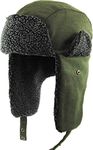 Wool Blend Aviator Trapper hat Trooper Ear Flaps Ushanka Eskimo Russian Warm Winter Cold…, 1. Olive Wool Blend, One Size