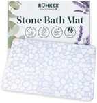 ROHKEX Stone Bath Mat Diatomaceous Earth - Super Absorbent, Non-Slip, Quick Dry, Easy to Clean, Durable Bathroom Shower Floor Mat, Soft-Touch Surface Natural, 23.4 x 15 (Grey - White)