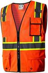 SKSAFETY Safety Vest for Men with 8 Pockets, High Visibility Reflective Vest, Work Vest for Men, Construction Vest, Security Vest, Orange Mesh Safety Vests, ANSI/ISEA Class 2 Type R, XL