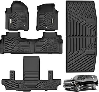 YITAMOTOR Floor Mats Fit for GMC Yukon Chevy Tahoe 2021-2025 7 Seats, All-Weather TPE Custom Fit Tahoe Accessories (Only for Bucket Seats) 3 Row Floor Liner & Cargo Mat, Black