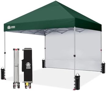 CROWN SHADES 8x8 Pop up Canopy Instant Canopy with 1 Removable Sidewall,4 Ropes & 8 Stakes, STO'N and Go Bag, Forest Green
