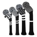 Scott Edward Knitted Golf Head Covers 4PCS Handmade Fit Well for Driver and Fairway Woods with Long Neck Pom Pom Golf Club Headcovers Set Colorful Multiple Colors