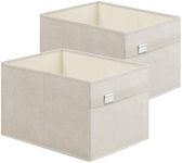 SONGMICS Storage Baskets, Set of 2 Extra Large Storage Bins for Organizing, 30L, 15.7 x 11.8 x 9.8 Inches, Fabric Storage Cubes for Shelves, Easy to Clean, Foldable, 2 Handles, Cloud White UROB240W02