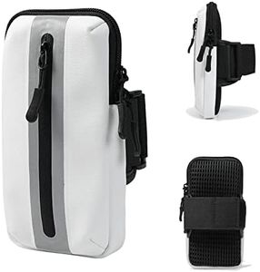Prime Comfort Running Phone Holder Armband, iPhone Arm Bands for Exercise, Running Arm Bands for Cell Phone, Phone Purse Cell Phone Holder for Walking (White)