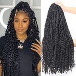 Leeven 22 Inch 8 Packs Pre Twisted Passion Twist Crochet Hair 12 Roots/Pack Pre Looped Crochet Braids for Passion Twist Braiding Hair Natural Black Twist Hair