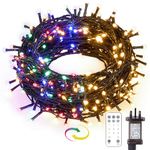 Twinkle Star Christmas Tree Lights Indoor Warm White & Multicoloured, 30m 300 LED RGB Christmas Lights Outdoor Waterproof, Remote/Modes/Timer, Coloured String Lights Mains Powered for Xmas Decorations