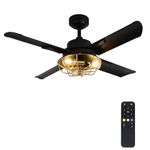 ZHENYANGLOW 42" Vintage Industrial Style Fan Light in Sand black and Copper | Perfect for Home, Commercial, and Office Spaces | Fan-Light Combo with Four Fan Blades