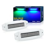 UCINNOVATE 2X 6.9" Marine LED Boat Lights, Dual Color Waterproof Transom & Underwater Lights for Yachts, Boats, Sailboats, Pontoons, Stern & Deck (Blue/Green, 12-36V, IP68)