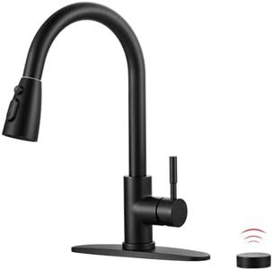 Touchless Kitchen Faucet Stainless Steel: WOWOW Mobile Motion Sensor Kitchen Sink Faucet with Sprayer, Automatic Smart Kitchen Faucet for Sink 1 or 3 Hole, Matte Black