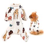 SMALLLEE_LUCKY_STORE Pet Clothes Cute Cartoon Puppy Cotton Pajamas Pjs for Small Medium Dogs Cats Pyjamas Indoor Jumpsuit Sleepwear Outfits for Yorkie Chihuahua