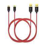 Anker Micro USB High Speed Sync and Charging Cable, Red, 1.8m Length, Pack of 2