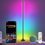 Bcmsda RGB Corner Floor Lamp - Smart LED Corner Lamp with App,Remote Control & Compatible with Alexa,16 Million DIY Colors, Music Sync, Timer Setting for Living Rooms, Bedrooms and Gaming Rooms