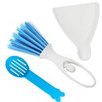 Yu-Xiang 3 Pack Hamster Dustpan and Broom Set Mini Guinea Pig White Dancer Design Besom Chinchillas Sweeper Cavy Cage Clean Hedgehogs Scooper for Small Animal (Blue)