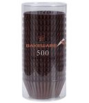 PERFECT BAKEWARE 500 Pcs Paper Baking Muffin Cupcake Liners Case Grease Proof Round Oven Microwave Safe Cups - (50 x 32.5mm) Pack of 500 (Brown)