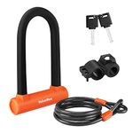 ValueMax Bike Lock - 16mm High Security Bike U Lock, with 1.8m(6FT) Security Bike Cable, Heavy Duty Cycle D Lock and Mount Holder, for Motorcycles/Scooters/Bicycles/Door Black Orange