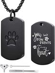 MeMeDIY Personalized Paw Print Dog Tag Pendant Urn Ashes Necklace Engraving Photo/Name/Text for Women Men Stainless Steel Pet Dog Cat Memorial Jewelry Keepsake Cremation with Funnel Kit