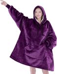 PAVILIA Wearable Blanket Sweatshirt for Women Men, Purple, Warm Cozy Giant Blanket Hoodie, Fleece Sherpa Oversized Blanket Sweatshirt with Sleeves, Big Pocket