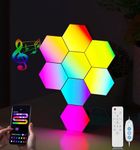 selfila Music Sync DIY Hexagon Lights - Smart APP and Remote RGB Wall Light Hexagonal Modular Gaming Light Honeycomb Shape Panels LED Lights for Bedroom Children Room Decor (8)