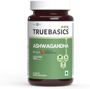TrueBasics Ashwagandha, 600mg of KSM 66 Ashwagandha (60 Capsules) | With Clinically Researched Ingredients | Energy and Immunity Booster