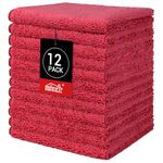 HOMEXCEL Red Microfiber Washcloths 12 Pack, Highly Absorbent and Soft Face Towel, Multi-Purpose Wash Cloths for Bathroom, Gym, Hotel, Spa and Kitchen 12x12 Inch