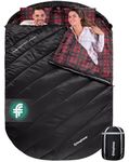 KingCamp Double Flannel Sleeping Bag With Pillow, 2-Person Outdoor Sleeping Bag, Waterproof, Warm and Comfortable,Black