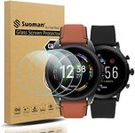 Suoman 3-Pack for Fossil Gen 5 Carlyle HR and Fossil Gen 6 Men Women Screen Protector Tempered Glass Smartwatch [2.5D 9H Hardness] [Anti-Scratch]