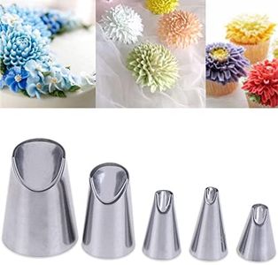 Suuker 5pcs Rose Flower Piping Tips Set,Stainless Steel Chrysanthemum Crinkle Cream Laminating Nozzles, Cupcake Pastry Tool For Decorating Cake Tulip Baking Forms New