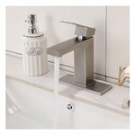 KUZOR 1PC 304 Stainless Steel Bathroom Faucets 5-Minute Installation, Single Hole Bathroom Sink Faucet Easy to Handle - for Modern Bath/Vanity/RV - 10.9 cm Spout High, 706 g Weight - Brushed Nickel