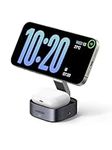 UGREEN MagFlow for MagSafe Charger Qi certified, 2-in-1 Wireless Charger Stand, Magnetic Charging Station, Compatible with iPhone Air/17/16/15/15 Plus/15 Pro/15 Pro Max/14/13/12, AirPods 4/3/2/Pro 3/2