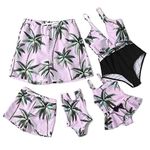 IFFEI Mommy and Me Swimsuit One Piece Coconut Tree Printed V Neck Family Matching Swimwear Men: XL