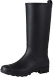 Asgard Women’s Tall Rain Boots Waterproof Knee High Rainboots Rubber Garden Wellies, Matte Black, 38 (Size 8),