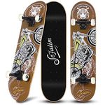 Sefulim 31 x 8 Inch Complete Skateboard 7 Layer Canadian Maple Double Kick Deck Skateboard for Boys Girls Teens Adults Beginner