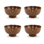 Wood Bowl Japanese Style Solid Wood Bowl Serving Tableware for Rice, Soup, Dip, Coffee, Tea, Decoration 4 Pcs (4pcs)