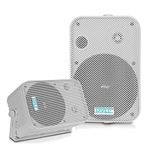 Pyle, Home Dual Waterproof Outdoor Speaker System, 6.5 Inch Pair of Weatherproof Wall/Ceiling Mounted Speakers, Heavy Duty Grill, Universal Mount, Great for Indoors, Outdoors, Poolside, Patio,(White)