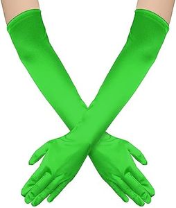 Women Long Gloves, Long Elbow Satin Gloves 21" Stretchy 1920s Opera Gloves Hand Care Moisturizing Gloves for Women Girls Evening Party Dance(Dark Green)
