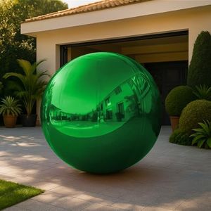 VEBESYET Green Inflatable Mirror Ball 1m Reusable Big Shinny Balls Large Christmas Decoration Balloon PVC Disco Bubble Balloon For Party, Wedding, Decor (1 Piece, 39.4in)