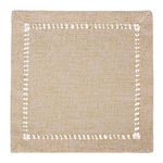 Grelucgo Handmade Hemstitch Beige Napkins (4 Pieces 18 x 18 Napkins)