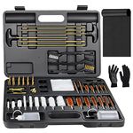 TacSnake Gun Cleaning Kit Universal Supplies for Hunting Rifle Handgun Shot Gun Cleaning Kit for All Guns with Case, Cleaning Mat, and Gloves (Brass(Black Case))