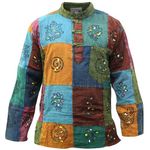 SHOPOHOLIC FASHION Stonewashed Patchwork Hippie Shirt, L, Multicoloured