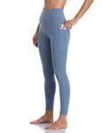 Colorfulkoala Women's High Waisted Tummy Control Workout Leggings 7/8 Length Yoga Pants with Pockets (M, Steel Blue)